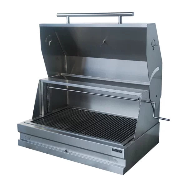 Muestra de un Asador Empotrable con Tapa y Elevador para carbón de 36 pulgadas modelo GB-AS-TP-36-SE marca Grill Box