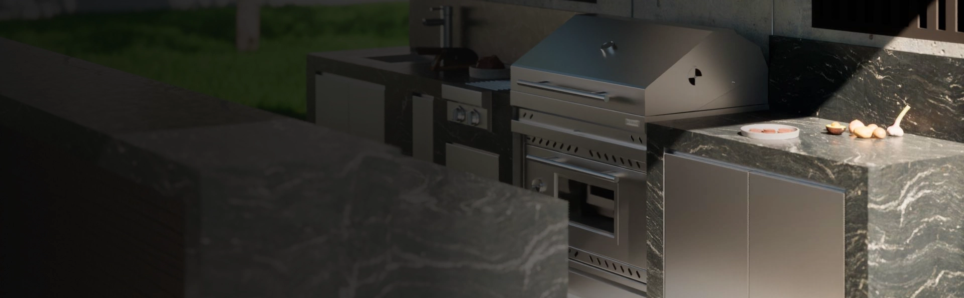 Cocina exterior con asador de acero inoxidable Grill Box