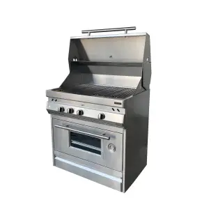 asador ataúd híbrido de gas y carbón en acero inoxidable vista frontal