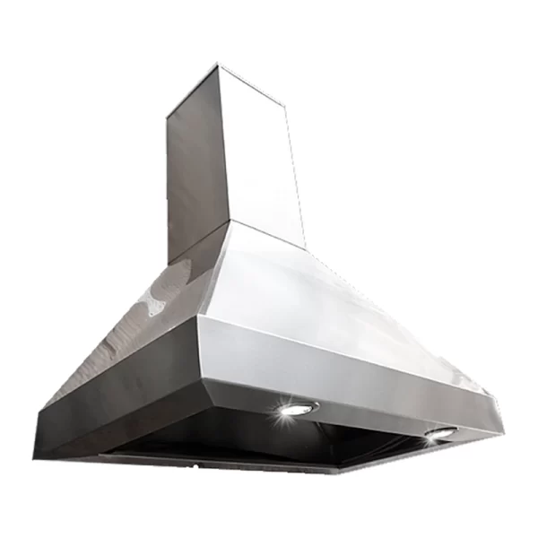 Muestra de una campana de acero inoxidable de 120 cm, modelo GB-CAP-120 marca Grill Box