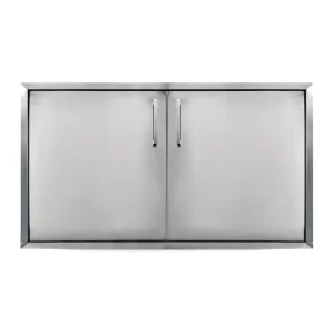 Puerta doble chica linea clásica de acero inoxidable marca Grill Box modelo GB-PTD-93x52