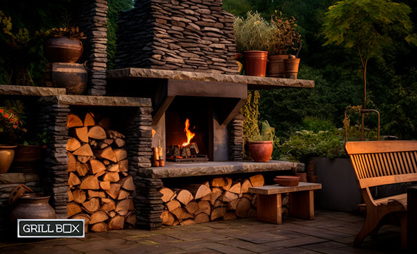 Decoración natural en el área del asador