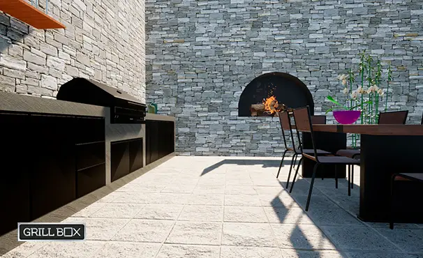 Asador con entorno de piedra