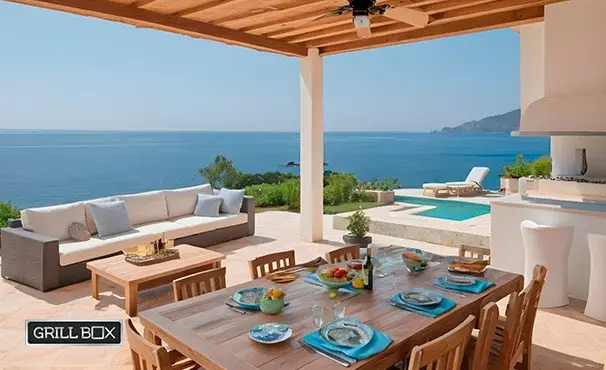 Jardín con vista al mar