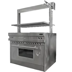 Asador ataúd de carbón con elevador gaucho vista frontal